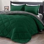 downluxe King Size Comforter Set - Dark Green and Grey King Comforter, Soft Bedding Sets for All Seasons -3 Pieces - 1 Comforter (104"x92") and 2 Pillow Shams(20"x36")