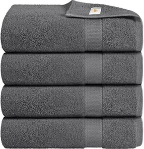 X11 Homeware Bath Towels Pack of 4 Egyptian Cotton Towel Set Highly Absorbent Soft Bathroom Towels Set of 4 Ring Spun Cotton Quick Dry Large Towels (Grey)