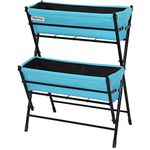 VegTrug Poppy 2 Tier Ladder Vegetable and Herb Easy to Move Handy Portable Garden Planter with Felt Liners (Blue)