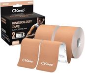 CKeep Kinesiology Tape, Uncut 2 Rolls, Original Cotton Elastic Premium Athletic Tape,Latex Free Hypoallergenic, 2inch x 16ft, Beige