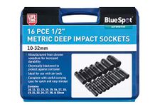 Blue Spot Tools 01550 16PCE 1/2" Metric Deep Impact Sockets (10-32mm)