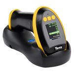 Tera 2D Wireless Barcode Scanner: with Digital Setting Screen & Keypad, Works with Bluetooth & 2.4G Wireless & USB Wired 1D 2D QR Handheld Image Bar Code Reader with Cradle for Warehouse HW0009 Yellow