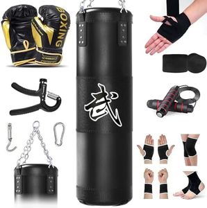 Mesetast Punching Bag for Adults, 4ft Heavy Boxing Bag Set with 12oz Boxing Gloves, MMA Karate Kickboxing Boxing Home Gym Martial Art - Unfilled