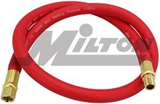 Milton 2760-3LH Air Leader Hose, 3/8" x 3 ft. Rubber Hose - 1/4" NPT Brass Ends - 300 Max PSI , Orange