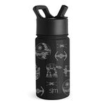 Simple Modern Star Wars Water Bottle for Kids Reusable Cup with Straw Lid Insulated Stainless Steel Thermos Tumbler for Toddlers Girls Boys, 14oz Water Bottle, Star Wars: Vehicle Schematics