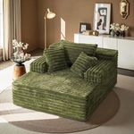 67'' Boneless Chaise Lounge Chair Indoor, Oversized Upholstered Chaise Lounge, Sleeper Lounge Reading Chairs Fluffy Plush Corduroy Cloud Chaise, Comfy Sleeper Chaise for Living Room Bedroom, Green