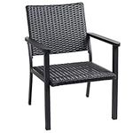 C-Hopetree Outdoor Lounge Chair for Outside Patio Porch, Metal Frame, Black All Weather Wicker