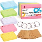 Koogel A8 Small Revision Cards, 500PCS Index Cards Flash Cards 75x45mm Flashcards Assorted Colours Record Cards On a Ring for Study Office NotePads School Learning Memo