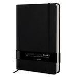 ALDIVO Black Leather Cover Hardbound Notebook Diary with Elastic Lock | 192 Ruled Pages | Size A5 | Personal Journal Diary For Office