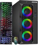 Gaming Tower Desktop PC AQVIN LuminaRings - Intel Core I7 Processor up to 4.2Ghz, GeForce GTX 1650 4GB DDR5 HDMI, 32GB DDR4 RAM, 1TB SSD, RGB Gaming Keyboard Mouse, WiFi, Windows 10 Pro - Renewed