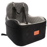 Lealchum Dog Booster Car Seat for Small Dogs,Puppy Portable Car Seat with Elevated Buttom,Fully Detachable and Washable Pet Car Seat with Storage Pockets,Easy to Install and Clean (Black/Grey, Medium)