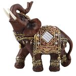 Hilitand 1 Pcs Lucky Wealth Elephant Statue Sculpture Feng Shui Wood Grain Home Desktop Decoration Gift (Large)