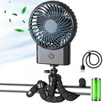 COCO & HAZEL Pram Fan, Stroller Fan Portable Handheld Personal Baby Car Seat Mini Small USB Desk Clip On Buggy Pushchairs Fan with Tripod for Beds Camping for Baby Kids (Stroller Fan - BLACK)