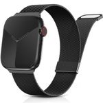 Yoohoo Adjustable Metal Strap Compatible with Apple Watch Straps 38mm 40mm 41mm 42mm(Series 10) Women Men,Upgraded Replacement Band for iWatch Series 10 9 8 7 6 5 4 3 2 1 SE Double Magnetic,Black