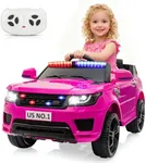 Police Cars for Kids Electric Car TOBBI 12V Childrens Powered Ride Ons for Toddlers Cop Cars with Parental Remote Control, Siren, Flashing Lights, Music, Rose Red
