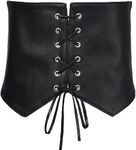 Corset Elastic Waist Belt for Women, Elastic Costume Cinch Waspie Corset Belt Bustiers Lace-up for Dress (Black 1 XL)