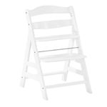 hauck Alpha+, White - Wooden High Chair 6 Months to Adult Sustainable FSC® Certified Beechwood Toddler Feeding and Entertainment Chair, Inclusive 5-Point Harness Bumper Bar Crotch Strap