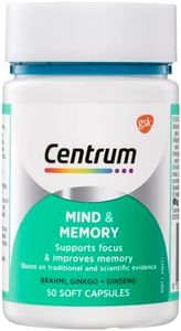 Centrum Benefit Blends Vitamin Mind & Memory with Ginkgo, Ginseng & Brahmi to Support Focus & Improve Memory, 50 Capsules