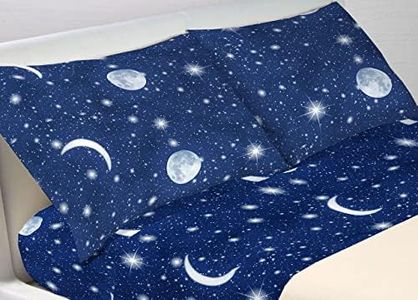 BIANCHERIAWEB Web Bed Linen 100% Cotton Double Bed Linen with Moon Design