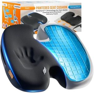 TOP COMFORT Seat Cushion, BodySync™ Technology with Non-Slip Gel & Memory Foam for Tailbone, Sciatica & Back Pain Relief, Office Chair Cushion, Car Seat Cushions for Driving (Black)
