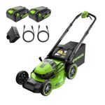 Greenworks 48V (24V x 2) Self Propelled Cordless Lawnmower for Large Lawns up to 460m2, 46cm Cutting Width, 55L Bag, Lawnmower with Two 4Ah Batteries and Twin Charger, 3 Year Guarantee MO48L424-01