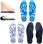 2Pair Softsole Far Infrared Tourmaline Massage Lymphatic Detox Correction Insoles, Magnetic Acupressure Insoles Relieve Pain&Improve Blood Circulation (S, Blue)