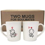 BoldLoft We Are Connected His and Hers Coffee Mugs-Long Distance Couple Mugs Couple Gifts for Him and Her Long Distance Relationship Gifts for Boyfriend Girlfriend Husband Wife