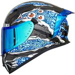 ILM Motorcycle Helmet Full Face with Pinlock Compatible Clear&Tinted Visors and Fins Street Bike Motocross Casco DOT(Manta Blue, XX-Large)