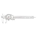 Starrett 3202-6 Dial Caliper, Hardened Stainless Steel, 0-6" Range, 0.001" Graduation, White