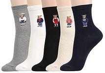 Customonaco Women's Cool Animal Fun Crazy Socks (Bear 5 Pairs)