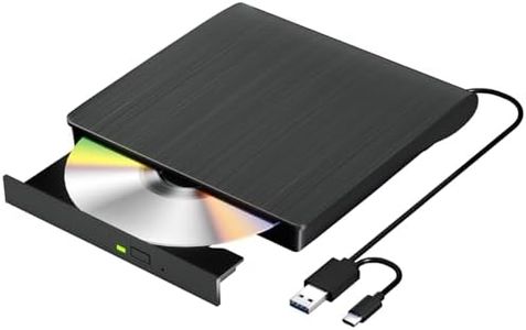 External CD DVD Drive, USB 3.0 & TYPE C Portable CD DVD +/-RW Drive, CD/DVD ROM Player Burner Reader Writer Rewriter Optical Disc Drive for Laptop Desktop PC, Windows 11/10/8/7, Apple Mac, Linux OS