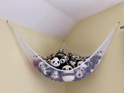 Powkoo Jumbo Toy Hammock for Stuffed Animals Soft Toys Storage Hammock for Teddy Bears Stuffed Toys Corner Toy Net Hammock for Kids Room (White)