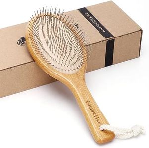 Combetter Bamboo Hair Brush, Smoothes Hair and Massages Scalp, Detangles Anti-Static Hair Brush, Eco-Friendly Natural Wooden Comb with Metal Bristles for Women, Men and Kids