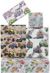 Geluode Monster Truck Wrapping Paper for Boys Men Kids, Racing Car Birthday Gift Wrap, Monster Truck Designs Gift Wrapping Paper 8 Sheets Folded Flat 20 x 28 Inches for Birthday Baby Shower Holiday