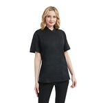 TOPTIE Women's Chef Coat With Black Mesh Short Sleeve Chef Jacket