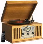 Steepletone Westminster 2018 Nostalgic DAB Radio 7 in 1 Music Centre: 3 Speed Record Player, CD Player, Cassette Player, USB/MP3 RECORDING, FM, Remote Control (Light Wood (BLUETOOTH Version Package)