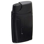 Xikar ELX Double Jet Flame Lighter, Ergonomic Design, Built-in 9mm Cigar Punch, Black