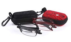SOOLALA Pocket Size Reading Glasses Super-Lite TR90 Folding Unbreakable Readers with Clip Holder Zipper Case, 2mix, +1.5