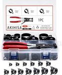 AKIHISA 75Pcs 19-38mm Spring Band Hose Clamp Assortment Kit with Hose Clamp Pliers, 13 Sizes Spring Hose Clip Fuel Line Silicone Vacuum Hose Pipe Clamp, Air Hose Tube Water Pipe Fasteners