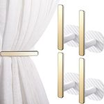 Curtain Holders Gold Curtain Holdbacks Self Adhesive Drapery Curtain Tiebacks L Shaped Curtain Hooks Nordic Style Window Treatment Holdbacks for Home Office Decorative Curtain Decor (White, 4 Pcs)