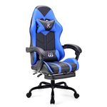 Play haha.Gaming chair Office chair Swivel chair Computer chair Work chair Desk chair Ergonomic Chair Racing chair Leather chair Video game chairs (Blue,With footrest)