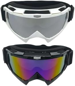 ActHose Adult Ski Goggles 2 Pack - Black Five-Color & White Silver Lens, UV400 Anti-Fog, Helmet Compatible for Men Women, Snowboarding Skiing Motocross Cycling