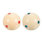 PATIKIL 2-1/4" Pool-Billiard Cue Ball with Red/Blue 6 Dots, 2 Pack Pro Cup Cue Ball Practice Training Pool Ball for Billiard Room Game Room, Beige