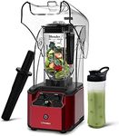 CRANDDI Commercial Quiet Blender 2200Watt for Kitchen with Soundproof Shield Cover, Heavy Duty High Speed Blender with 80oz Pitcher and Self-Cleaning, K90 (Red)