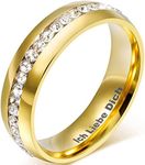 AmDxD Jewellery Gold-Plated Women's Rings Cubic Zirconia Pave Elegant Polished Wedding Ring, Stainless steel, Cubic Zirconia