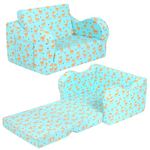 MOMCAYWEX Cute Giraffe Kids Sofa, 2-in-1 Kids Couch Fold Out, Convertible Sofa to Bed for Girls and Boys