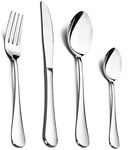 HaWare 24 Piece Cutlery Set, Stainless Steel Flatware Silverware Set with Knife Spoon Fork, Service for 6, Mirror Polish & Dishwasher Safe - (Basics Design)