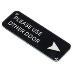 PATIKIL Please Use Other Door Right Arrow Sign, Acrylic 6"x2" Self Adhesive Door Sign Sticker Wall Plates for Office Home Business, Black