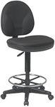 Office Star Sculptured Fabric Seat and Back Pneumatic Drafting Chair with Lumbar Support and Adjustable Chromed Footring Black