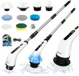 Electric Spin Scrubber,Electric Cleaning Brush with 9 Replaceable Brush Heads,120 mins Work Time,3 Adjustable Lengths with 2 Speeds.Power scrubbers for Bathroom Shower Floor Rile Toilet.